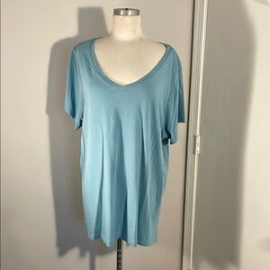 Tahari Blue Oversized Short Sleeve T-Shirt